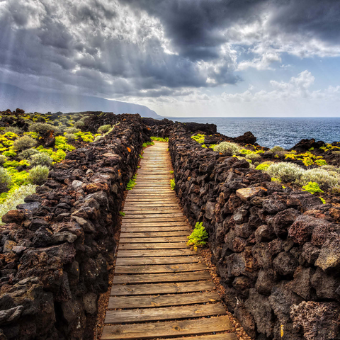 Path on the coast near Las Puntas, El Golfo, El Hierro Island, Canary Islands, Spain 1000 Jigsaw Puzzle 3D Modell