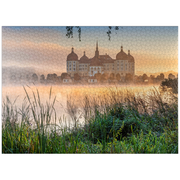 puzzleplate Morning mood at the castle pond with the baroque castle near Dresden 1000 Jigsaw Puzzle