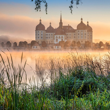 Morning mood at the castle pond with the baroque castle near Dresden 1000 Jigsaw Puzzle 3D Modell