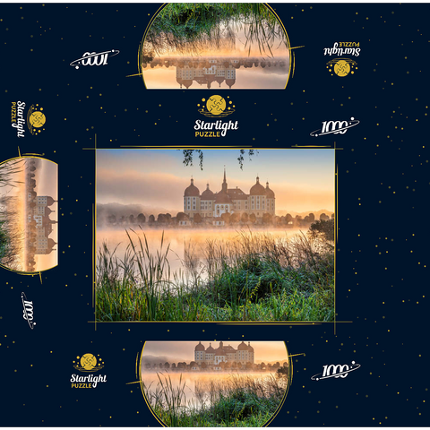 Morning mood at the castle pond with the baroque castle near Dresden 1000 Jigsaw Puzzle box 3D Modell