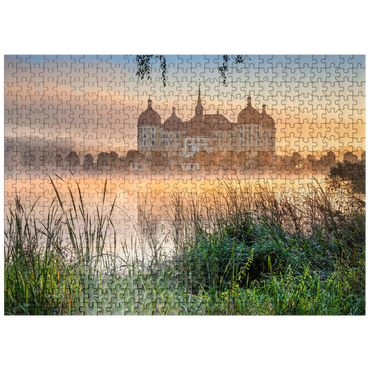 puzzleplate Morning mood at the castle pond with the baroque castle near Dresden 500 Jigsaw Puzzle