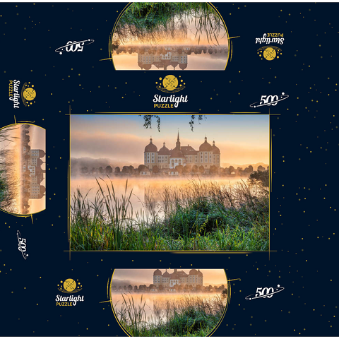 Morning mood at the castle pond with the baroque castle near Dresden 500 Jigsaw Puzzle box 3D Modell