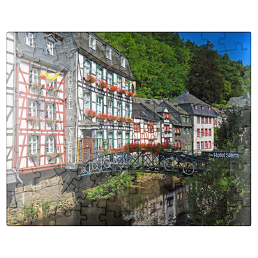 puzzleplate Half-timbered houses on the Rur, Monschau 100 Jigsaw Puzzle