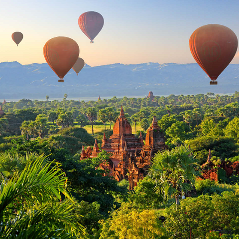 Hot air balloons over the plain of the pagodas, Myanmar (Burma) 100 Jigsaw Puzzle 3D Modell