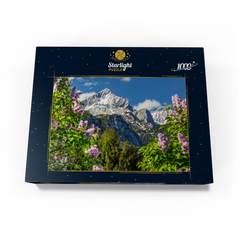 Alpspitze (2628m) with blooming lilac, Garmisch-Partenkirchen, Upper Bavaria, Bavaria, Germany 1000 Jigsaw Puzzle box view1