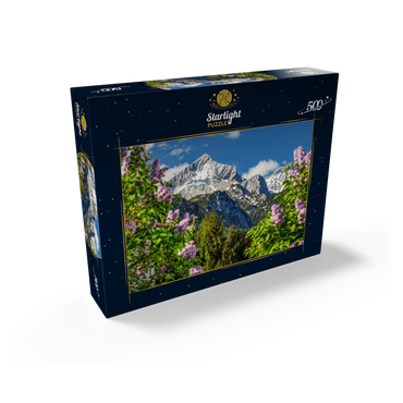 Alpspitze (2628m) with blooming lilac, Garmisch-Partenkirchen, Upper Bavaria, Bavaria, Germany 500 Jigsaw Puzzle box view1