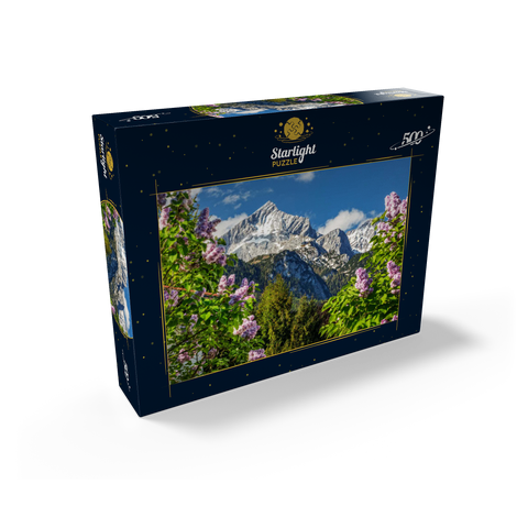 Alpspitze (2628m) with blooming lilac, Garmisch-Partenkirchen, Upper Bavaria, Bavaria, Germany 500 Jigsaw Puzzle box view1