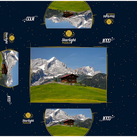 At the Eckbauer (1236m) against Alpspitze (2628m) and Zugspitze (2962m), Garmisch-Partenkirchen 1000 Jigsaw Puzzle box 3D Modell