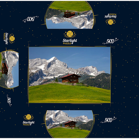 At the Eckbauer (1236m) against Alpspitze (2628m) and Zugspitze (2962m), Garmisch-Partenkirchen 500 Jigsaw Puzzle box 3D Modell