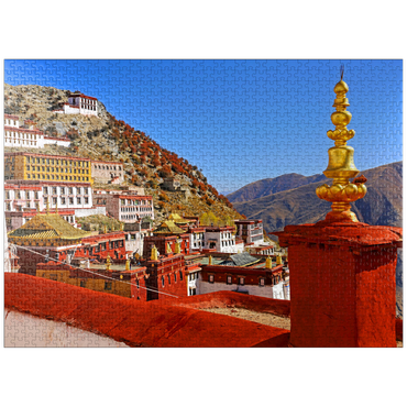 puzzleplate View to Ganden Monastery at Drog Riboche Mountain near Tagtse Dzong 1000 Jigsaw Puzzle