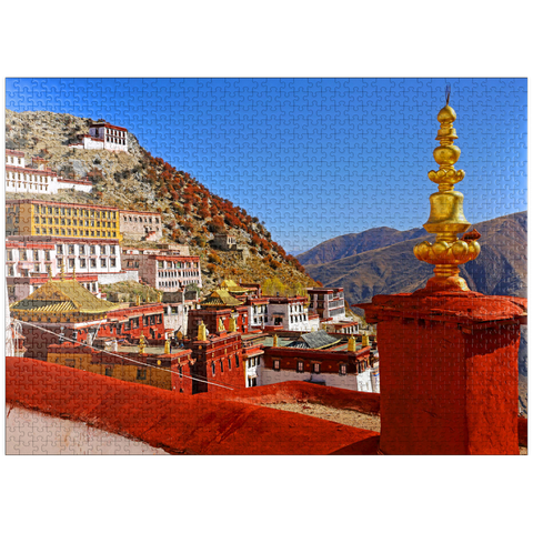 puzzleplate View to Ganden Monastery at Drog Riboche Mountain near Tagtse Dzong 1000 Jigsaw Puzzle