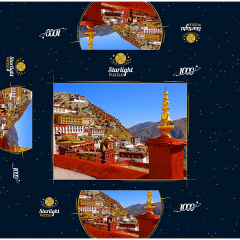 View to Ganden Monastery at Drog Riboche Mountain near Tagtse Dzong 1000 Jigsaw Puzzle box 3D Modell
