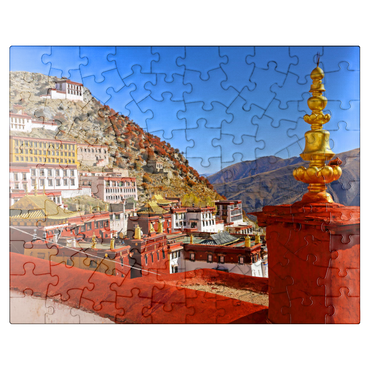 puzzleplate View to Ganden Monastery at Drog Riboche Mountain near Tagtse Dzong 100 Jigsaw Puzzle