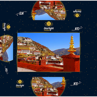 View to Ganden Monastery at Drog Riboche Mountain near Tagtse Dzong 100 Jigsaw Puzzle box 3D Modell