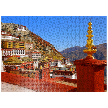 puzzleplate View to Ganden Monastery at Drog Riboche Mountain near Tagtse Dzong 500 Jigsaw Puzzle