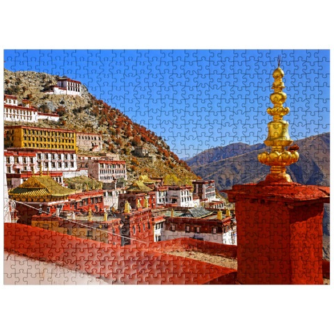 puzzleplate View to Ganden Monastery at Drog Riboche Mountain near Tagtse Dzong 500 Jigsaw Puzzle