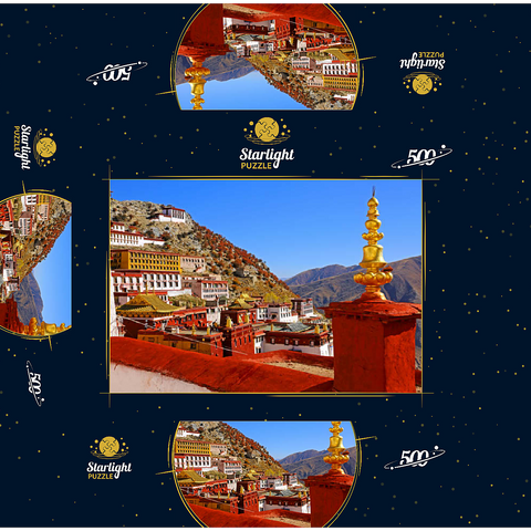 View to Ganden Monastery at Drog Riboche Mountain near Tagtse Dzong 500 Jigsaw Puzzle box 3D Modell