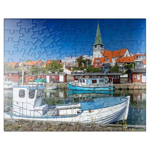 puzzleplate Fishing harbor with St. Nicholas Church 100 Jigsaw Puzzle
