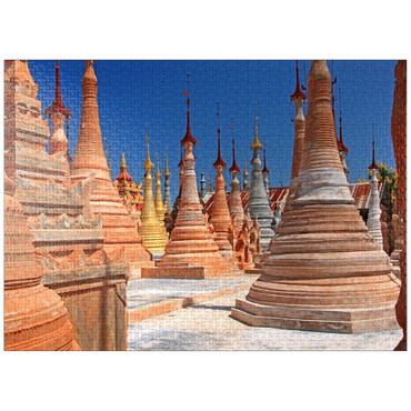 puzzleplate Pagoda forest of stupas of Shwe Indein Pagoda near Indein village on Inle Lake, Shan State, Myanmar (Burma) 1000 Jigsaw Puzzle