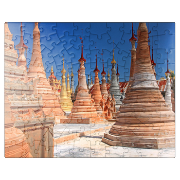 puzzleplate Pagoda forest of stupas of Shwe Indein Pagoda near Indein village on Inle Lake, Shan State, Myanmar (Burma) 100 Jigsaw Puzzle