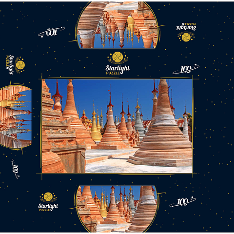 Pagoda forest of stupas of Shwe Indein Pagoda near Indein village on Inle Lake, Shan State, Myanmar (Burma) 100 Jigsaw Puzzle box 3D Modell