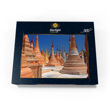Pagoda forest of stupas of Shwe Indein Pagoda near Indein village on Inle Lake, Shan State, Myanmar (Burma) 500 Jigsaw Puzzle box view1