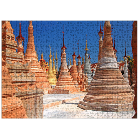 puzzleplate Pagoda forest of stupas of Shwe Indein Pagoda near Indein village on Inle Lake, Shan State, Myanmar (Burma) 500 Jigsaw Puzzle