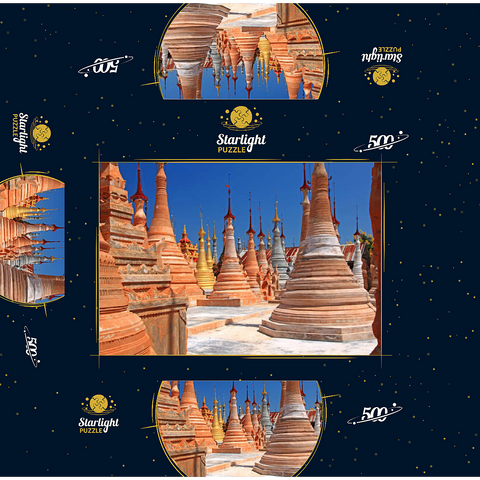 Pagoda forest of stupas of Shwe Indein Pagoda near Indein village on Inle Lake, Shan State, Myanmar (Burma) 500 Jigsaw Puzzle box 3D Modell
