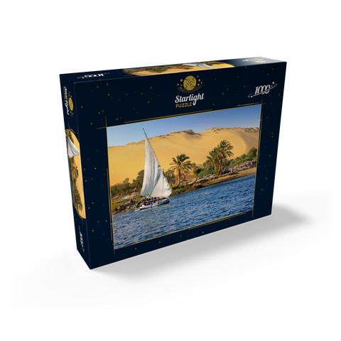 Felucca on the Nile against the mountains of the Libyan Desert, Aswan, Egypt 1000 Jigsaw Puzzle box view1