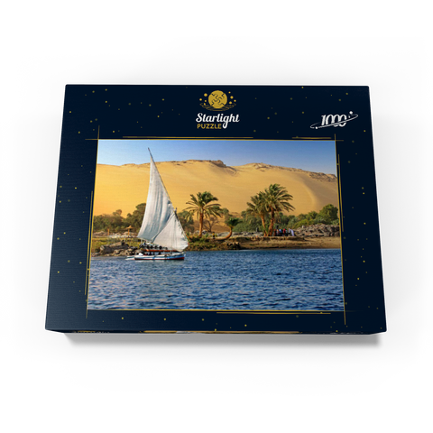 Felucca on the Nile against the mountains of the Libyan Desert, Aswan, Egypt 1000 Jigsaw Puzzle box view1