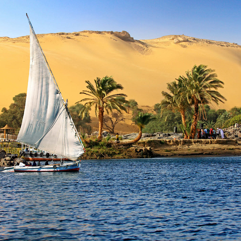 Felucca on the Nile against the mountains of the Libyan Desert, Aswan, Egypt 1000 Jigsaw Puzzle 3D Modell