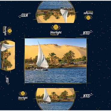 Felucca on the Nile against the mountains of the Libyan Desert, Aswan, Egypt 1000 Jigsaw Puzzle box 3D Modell