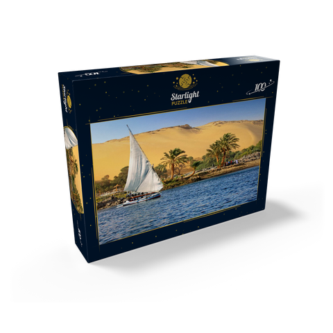 Felucca on the Nile against the mountains of the Libyan Desert, Aswan, Egypt 100 Jigsaw Puzzle box view1
