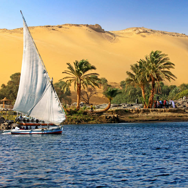 Felucca on the Nile against the mountains of the Libyan Desert, Aswan, Egypt 100 Jigsaw Puzzle 3D Modell