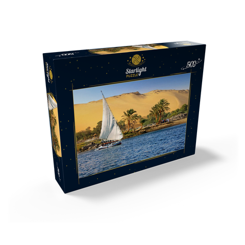 Felucca on the Nile against the mountains of the Libyan Desert, Aswan, Egypt 500 Jigsaw Puzzle box view1