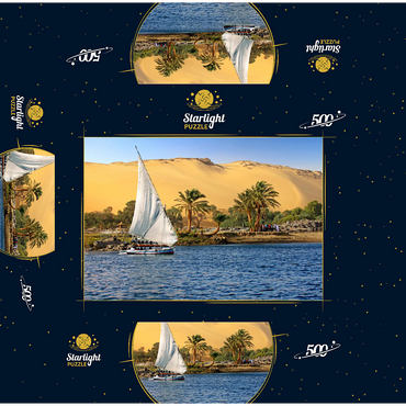 Felucca on the Nile against the mountains of the Libyan Desert, Aswan, Egypt 500 Jigsaw Puzzle box 3D Modell