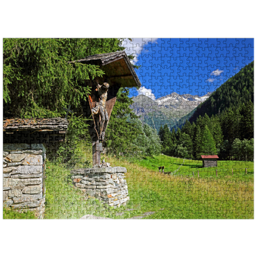 puzzleplate Luis Trenker cross in the Malerwinkel in the Kötschachtal with Bocksteinkogel (2527m) and Tischler group 500 Jigsaw Puzzle