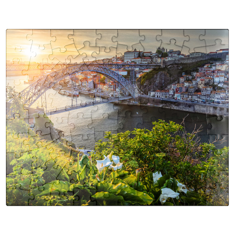 puzzleplate View over the river Douro to the old town Ribeira of Porto 100 Jigsaw Puzzle