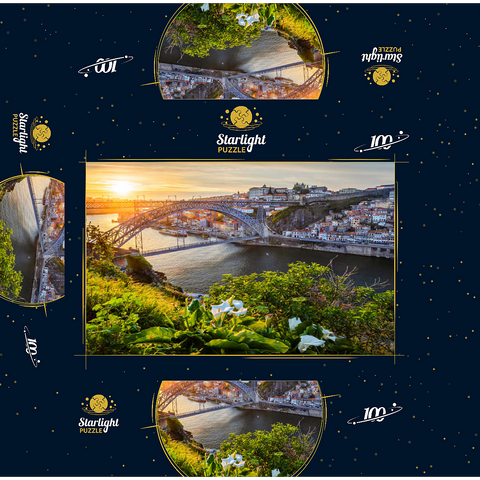 View over the river Douro to the old town Ribeira of Porto 100 Jigsaw Puzzle box 3D Modell
