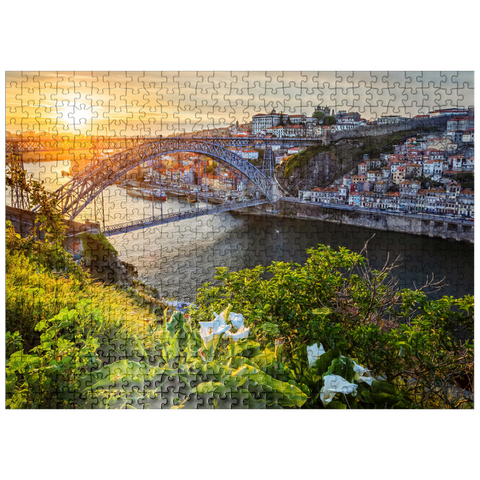 puzzleplate View over the river Douro to the old town Ribeira of Porto 500 Jigsaw Puzzle