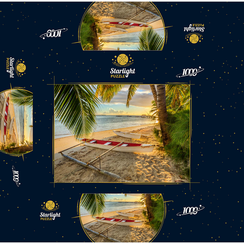 Palm beach at Hotel Les Tipaniers at Hauru Point, Moorea Island 1000 Jigsaw Puzzle box 3D Modell