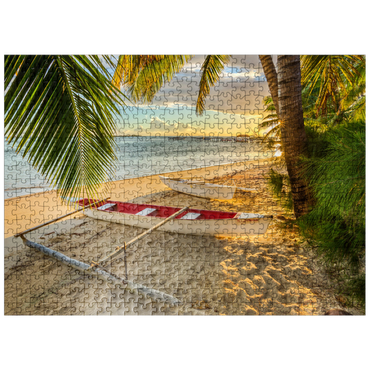 puzzleplate Palm beach at Hotel Les Tipaniers at Hauru Point, Moorea Island 500 Jigsaw Puzzle