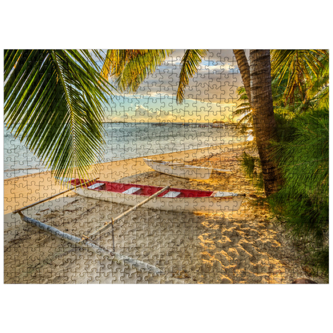 puzzleplate Palm beach at Hotel Les Tipaniers at Hauru Point, Moorea Island 500 Jigsaw Puzzle