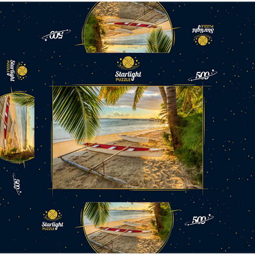 Palm beach at Hotel Les Tipaniers at Hauru Point, Moorea Island 500 Jigsaw Puzzle box 3D Modell