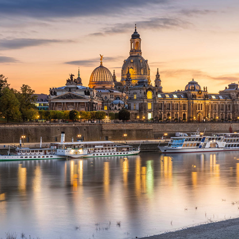 Brühl Terrace on the Elbe with the Church of Our Lady and the Academy of Fine Arts at sunset 1000 Jigsaw Puzzle 3D Modell