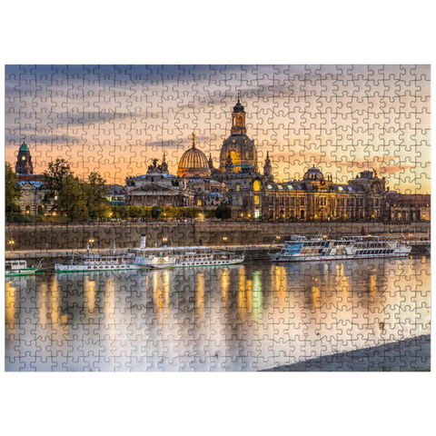 puzzleplate Brühl Terrace on the Elbe with the Church of Our Lady and the Academy of Fine Arts at sunset 500 Jigsaw Puzzle