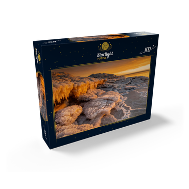 Salt crystals on the shore in the evening light, Dead Sea, Jordan Valley, Jordan 100 Jigsaw Puzzle box view1