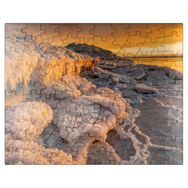 puzzleplate Salt crystals on the shore in the evening light, Dead Sea, Jordan Valley, Jordan 100 Jigsaw Puzzle