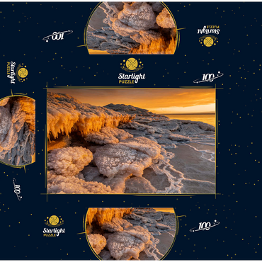Salt crystals on the shore in the evening light, Dead Sea, Jordan Valley, Jordan 100 Jigsaw Puzzle box 3D Modell