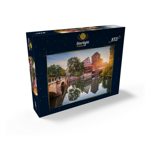 Weinstadel and water tower at the Henkersteg on the Pegnitz, Nuremberg, Middle Franconia, Bavaria, Germany 1000 Jigsaw Puzzle box view1